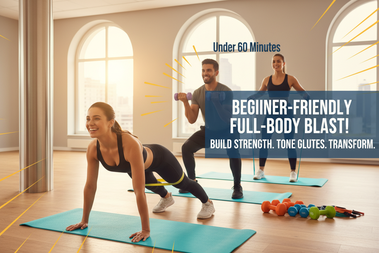 This beginner-friendly full-body workout targets glute growth with minimal equipment, with each upper and lower body session taking less than 60 minutes!